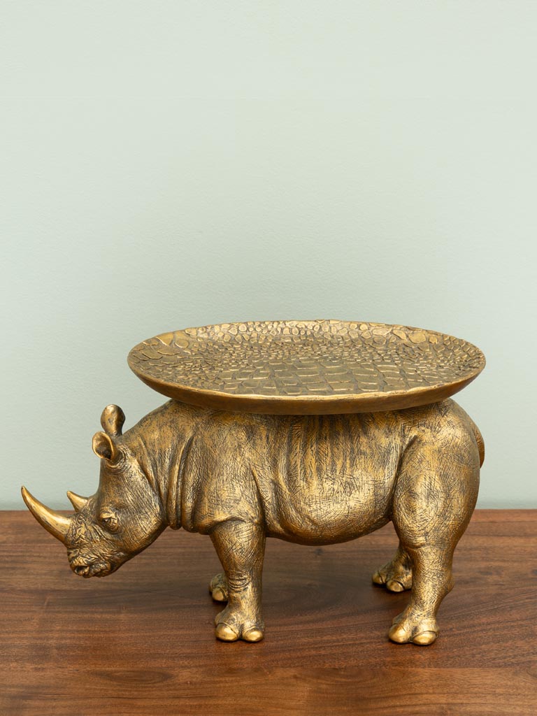 Antique gold rhinoceros with tray - 3