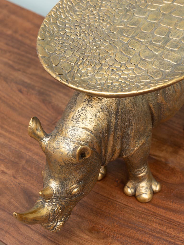 Antique gold rhinoceros with tray - 5