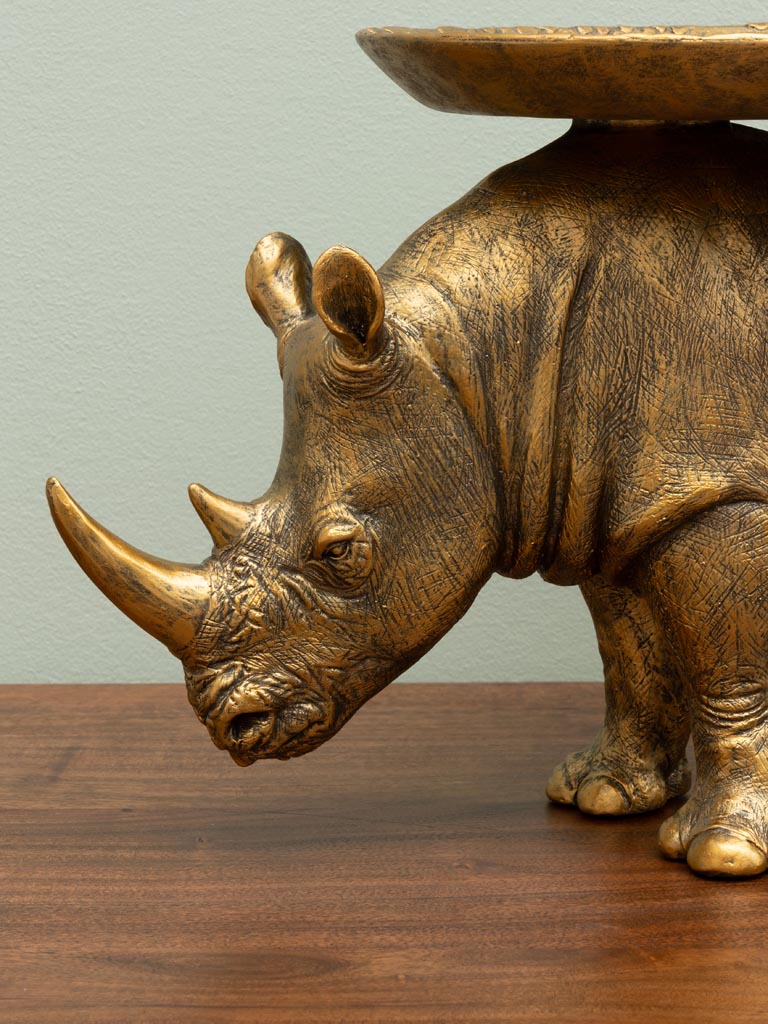 Antique gold rhinoceros with tray - 4