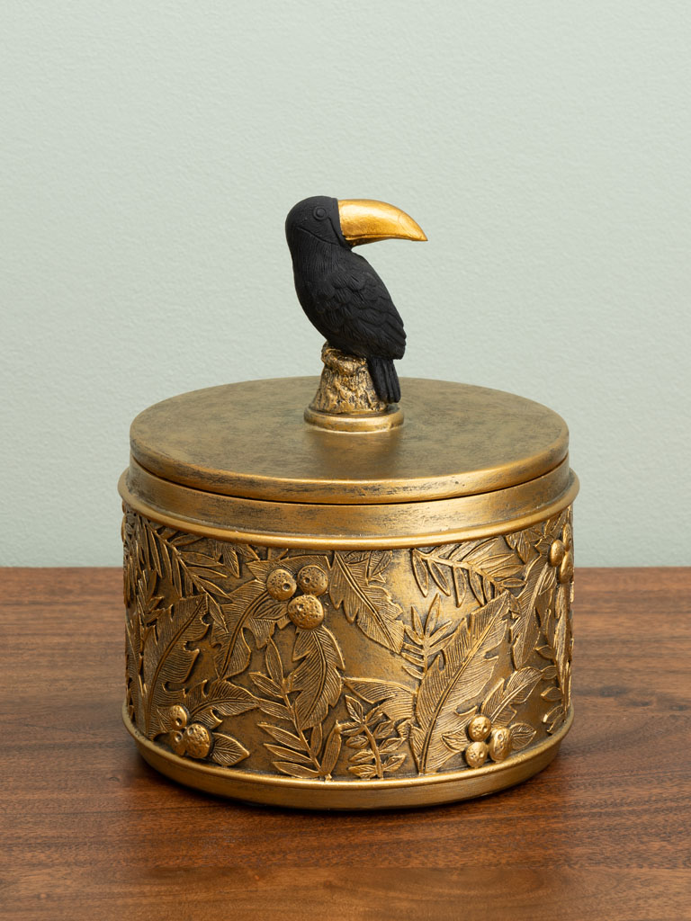 Golden box with toucan lid - 1