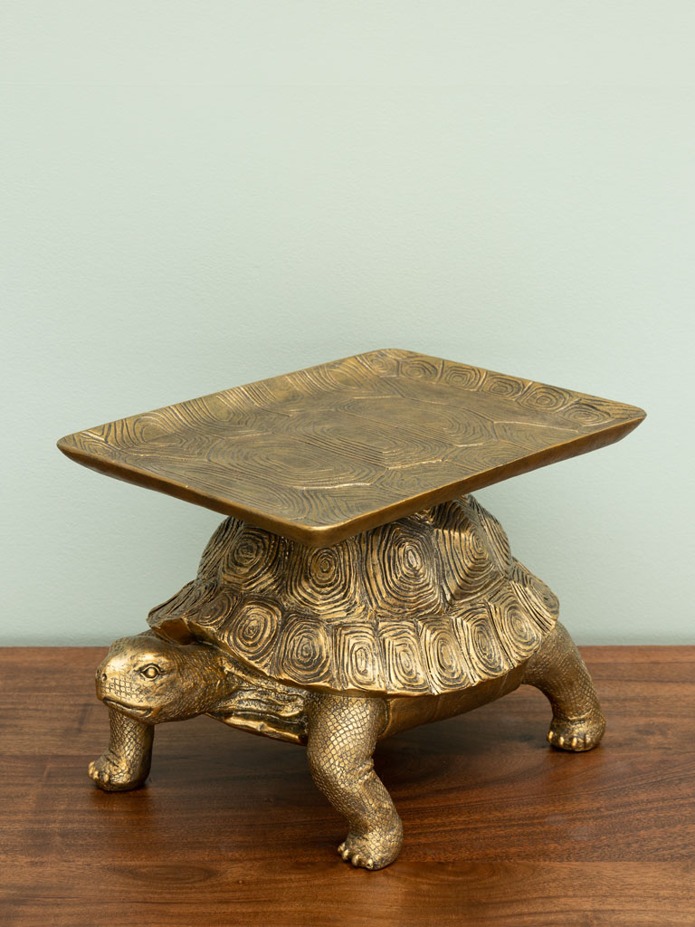 Antique gold turtle with tray - 1