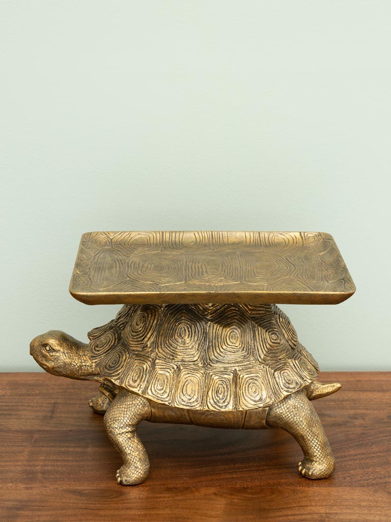 Antique gold turtle with tray - 3
