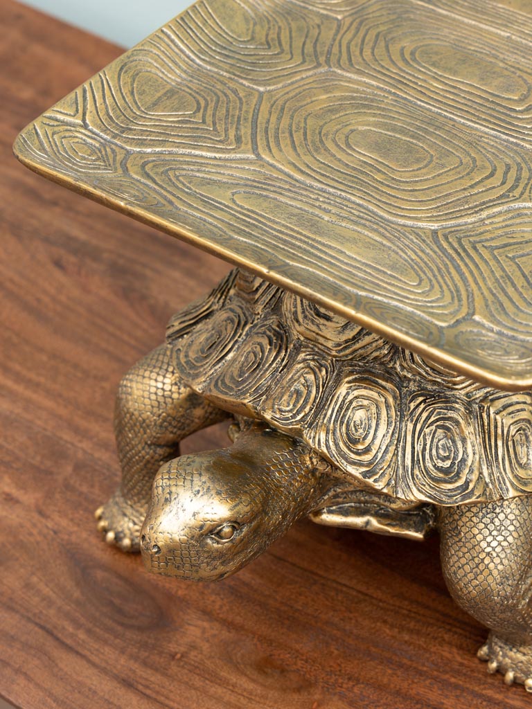 Antique gold turtle with tray - 5