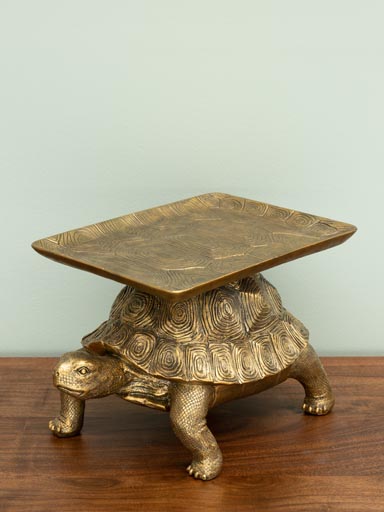 Antique gold turtle with tray