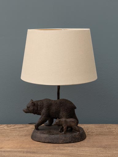 Walking bear lamp with beige shade