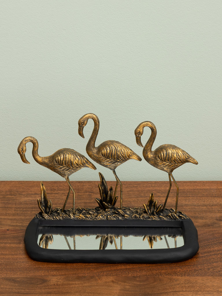 Golden flamingos with mirror pond - 1