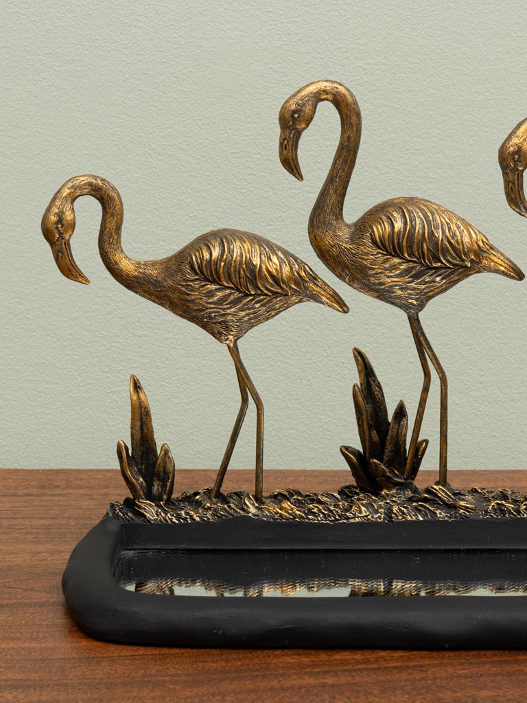 Golden flamingos with mirror pond - 4