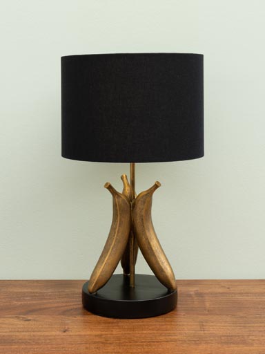 Banana split lamp with black base and shade
