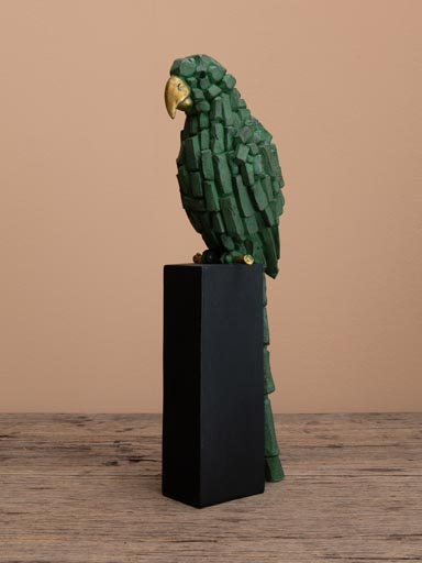 Parrot on stand cracked earth effect