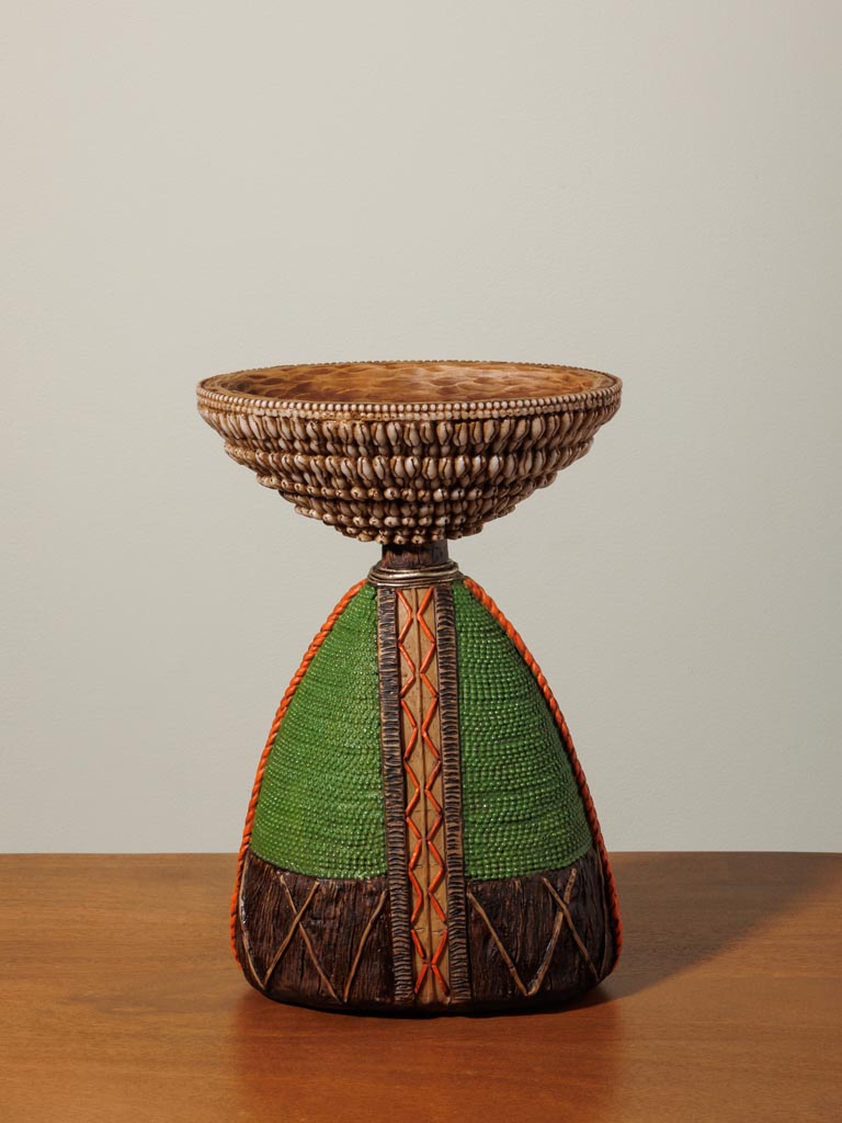 Green trinket tray on feet Africa - 1