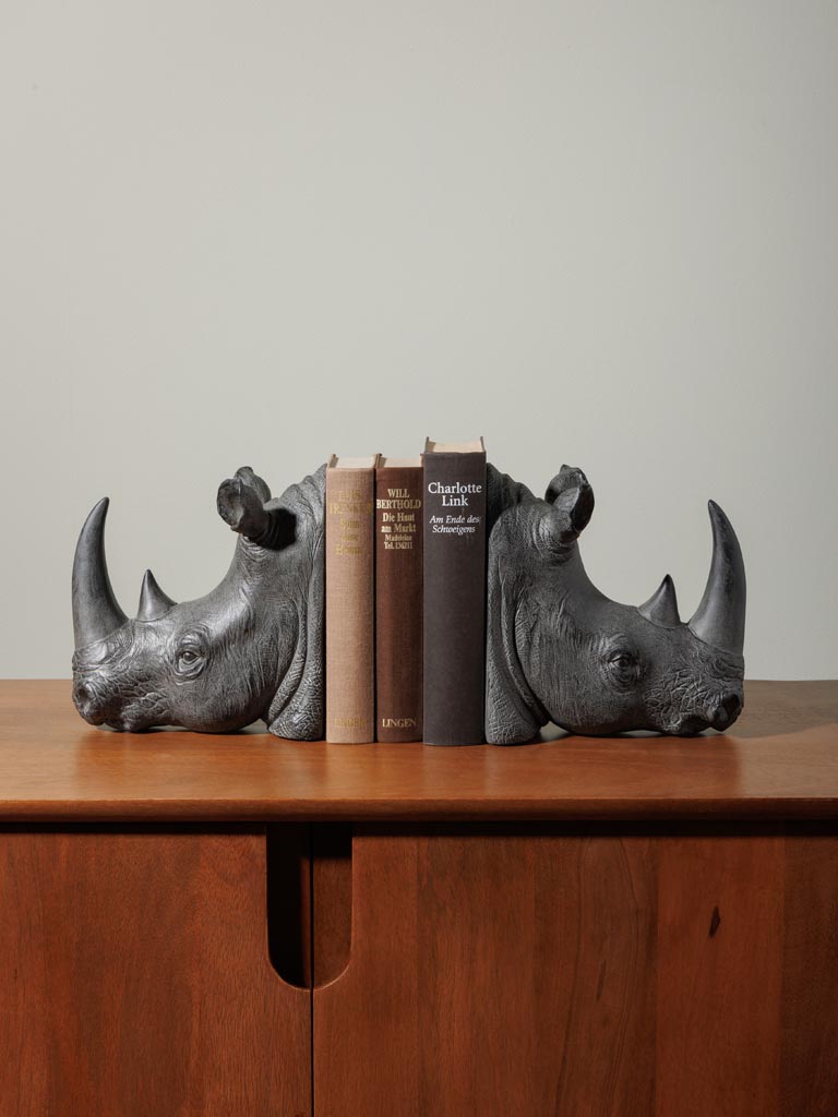 Rhinoceros heads bookends - 1