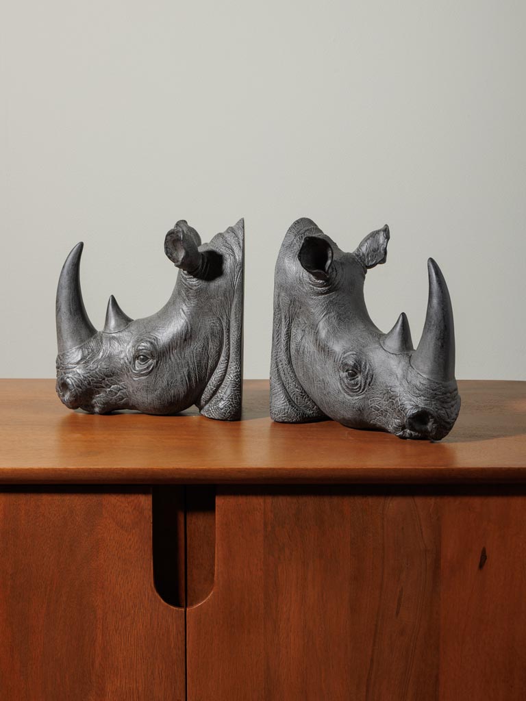 Rhinoceros heads bookends - 3