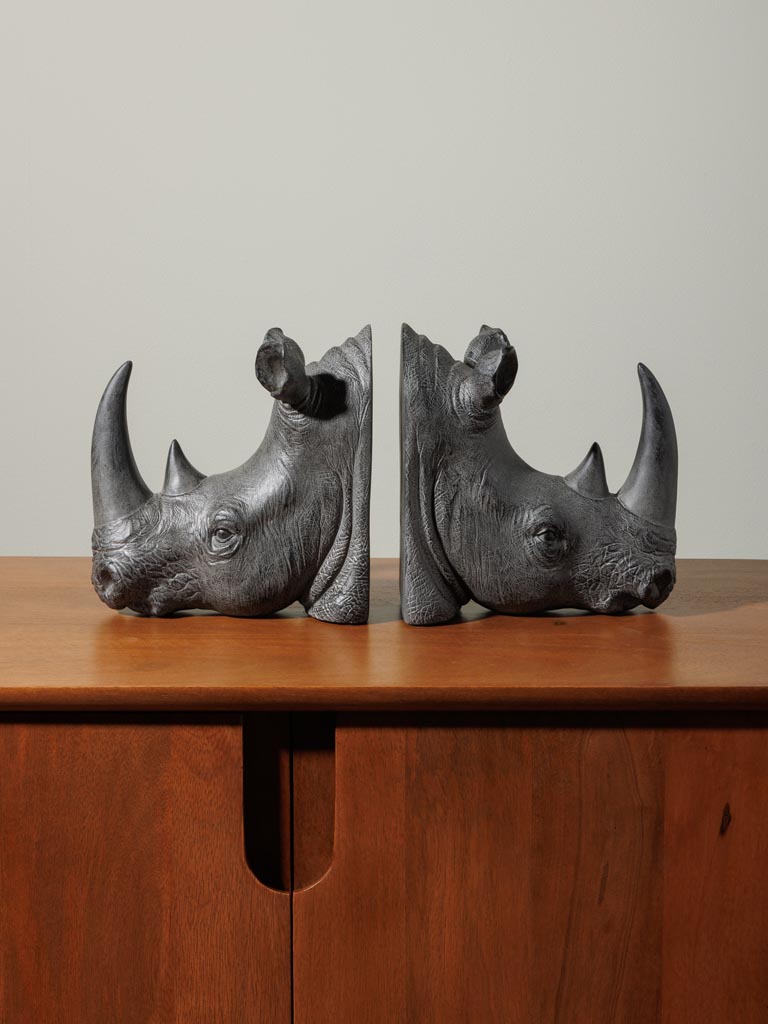 Rhinoceros heads bookends - 4