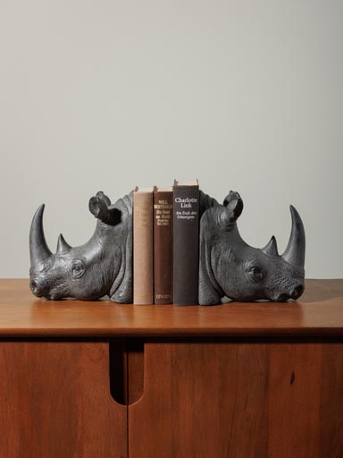 Serre-livres têtes de rhinocéros