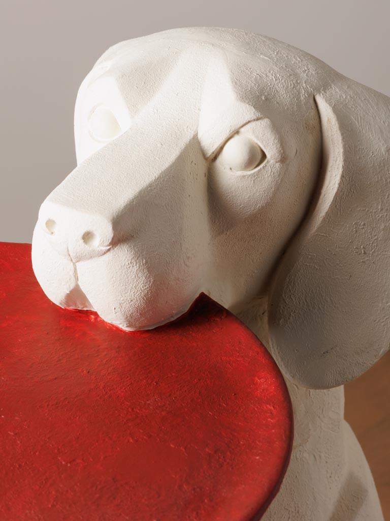 White dog with red tray pedestal - 4