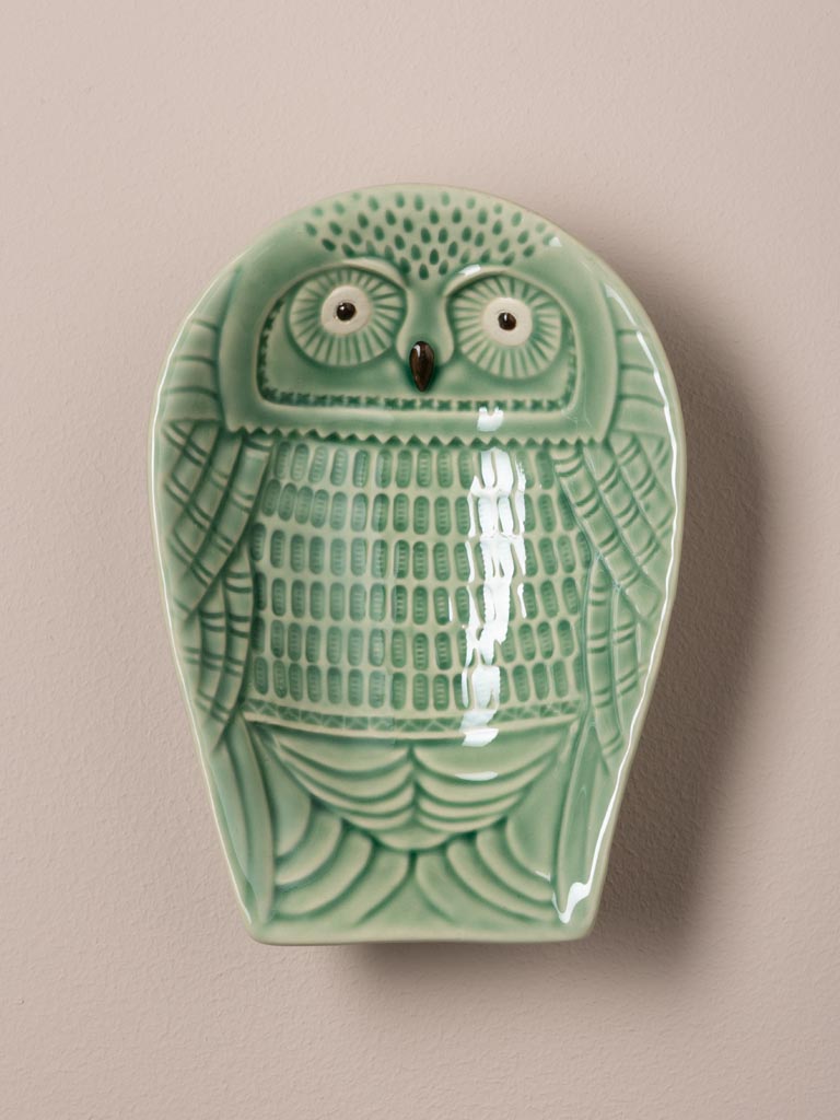 Medium green owl plate - 1