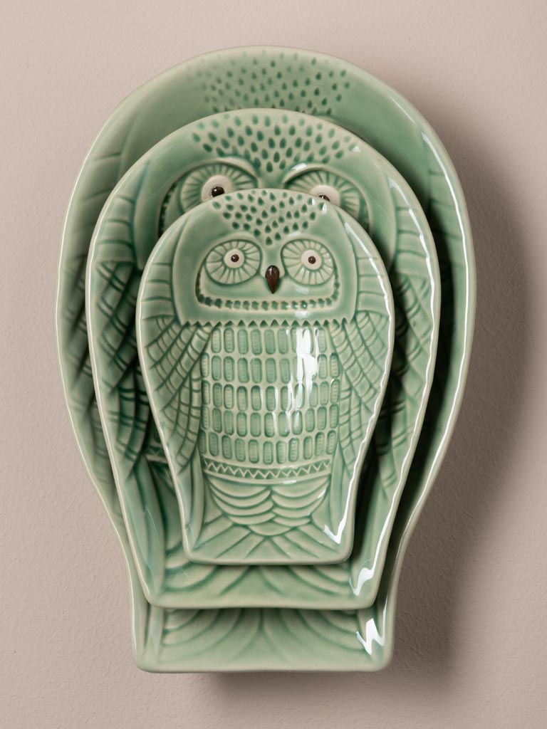 Medium green owl plate - 3