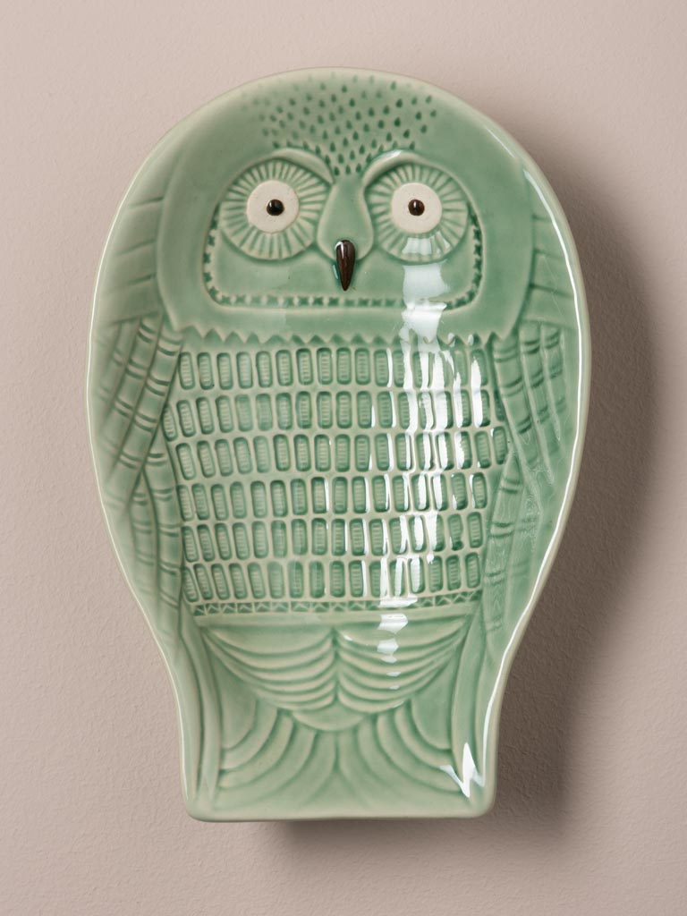 Large green owl plate - 1