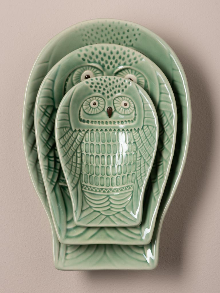 Large green owl plate - 3