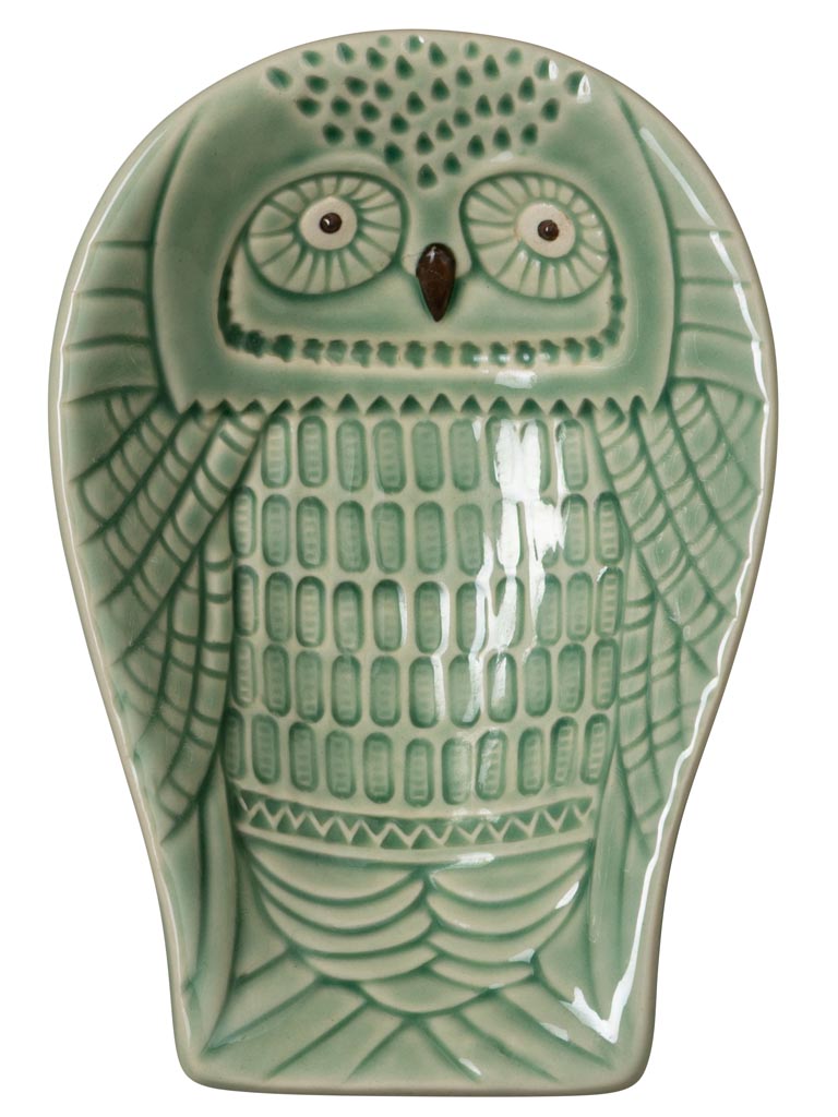 Small green owl plate - 2