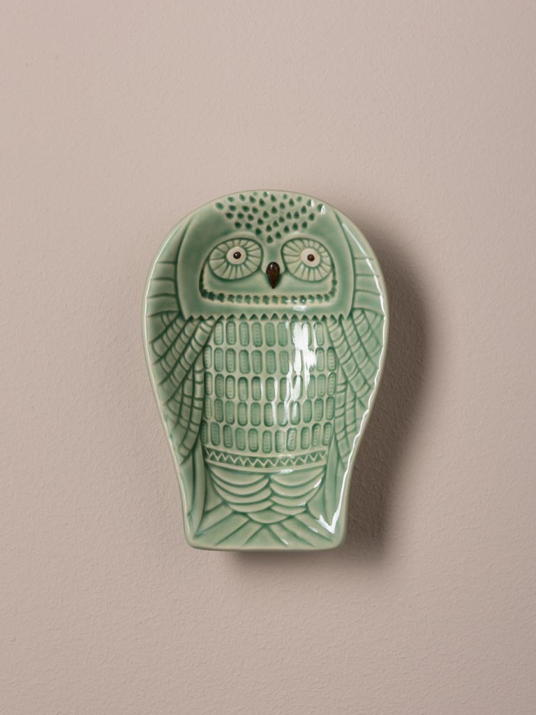 Small green owl plate - 1