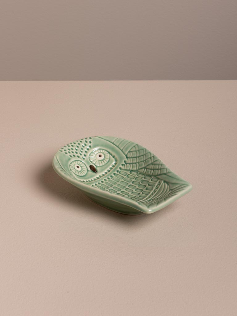 Small green owl plate - 4