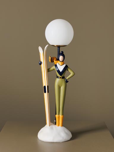 Table lamp Modern skier with globe