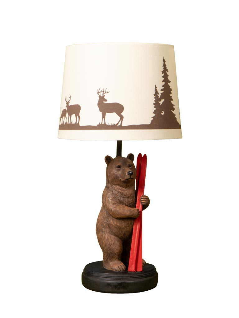 Lampe ours avec ski et A/j décoré - 2