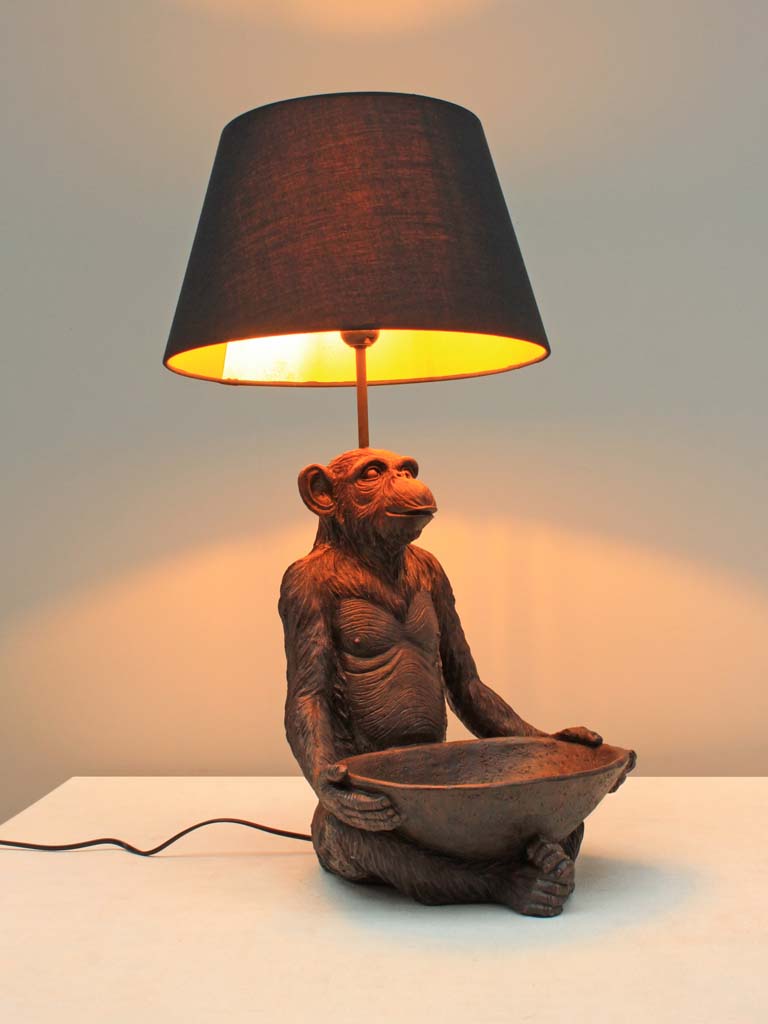 Monkey lamp with tray & shade - 1