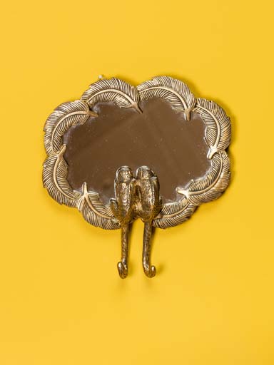 Mirror with feathers and monkeys
