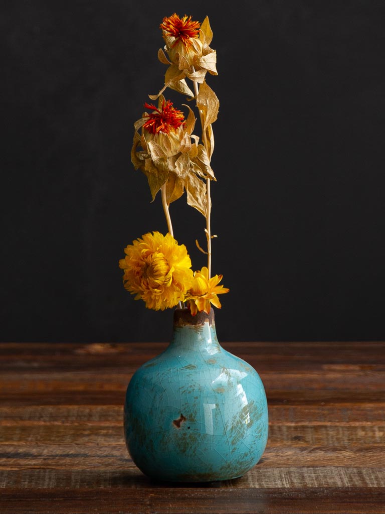 Turquoise small ceramic vase - 1