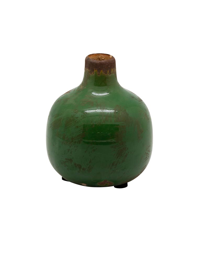 Olive green small ceramic vase - 2