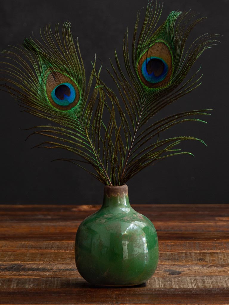 Olive green small ceramic vase - 1