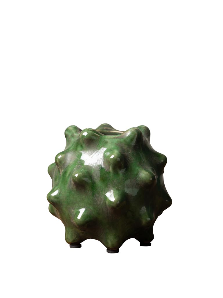 Petit vase pointu vert olive en céramique - 2