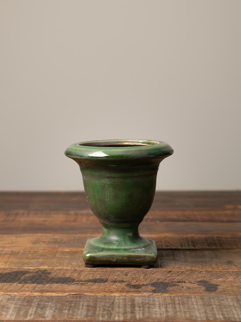Small olive green medicis vase - 1