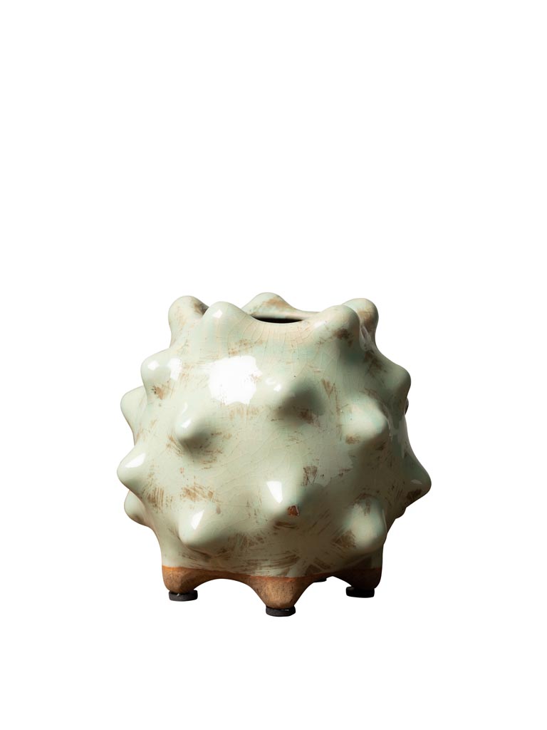Petit vase pointu vert de gris en céramique - 2