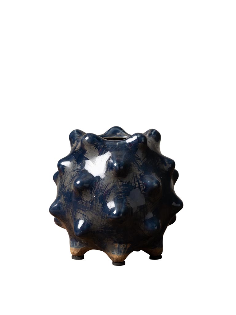 Petit vase pointu bleu marine en céramique - 2