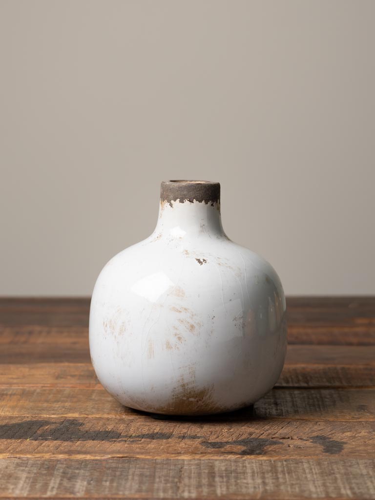 Ceramic vase white 15.5cm - 1