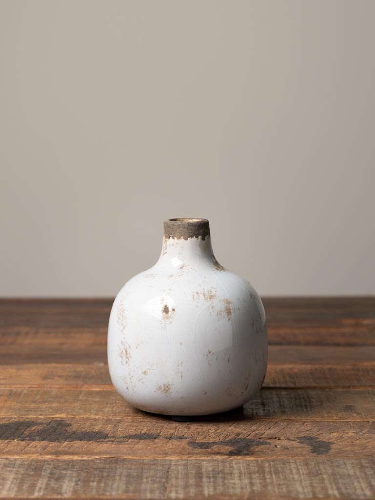 Ceramic vase white 12.5cm - 1