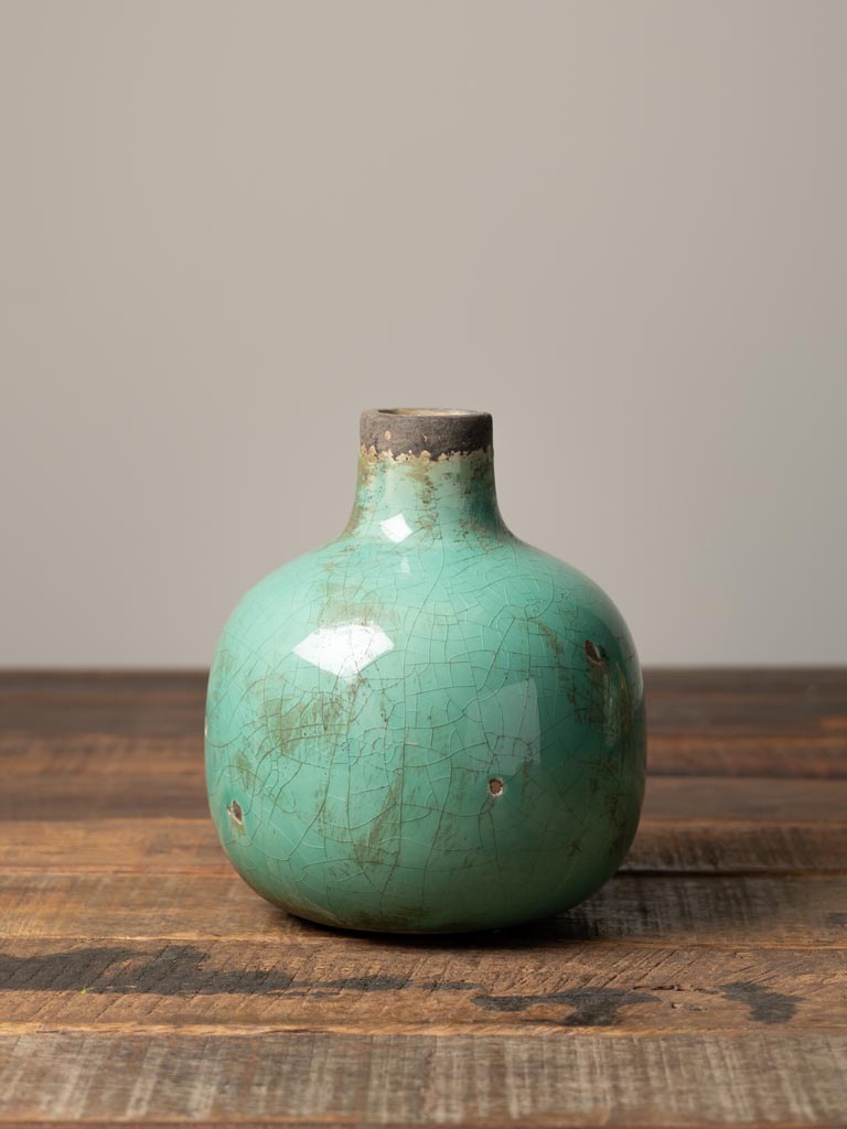 Ceramic vase aqua green 15.5cm - 1