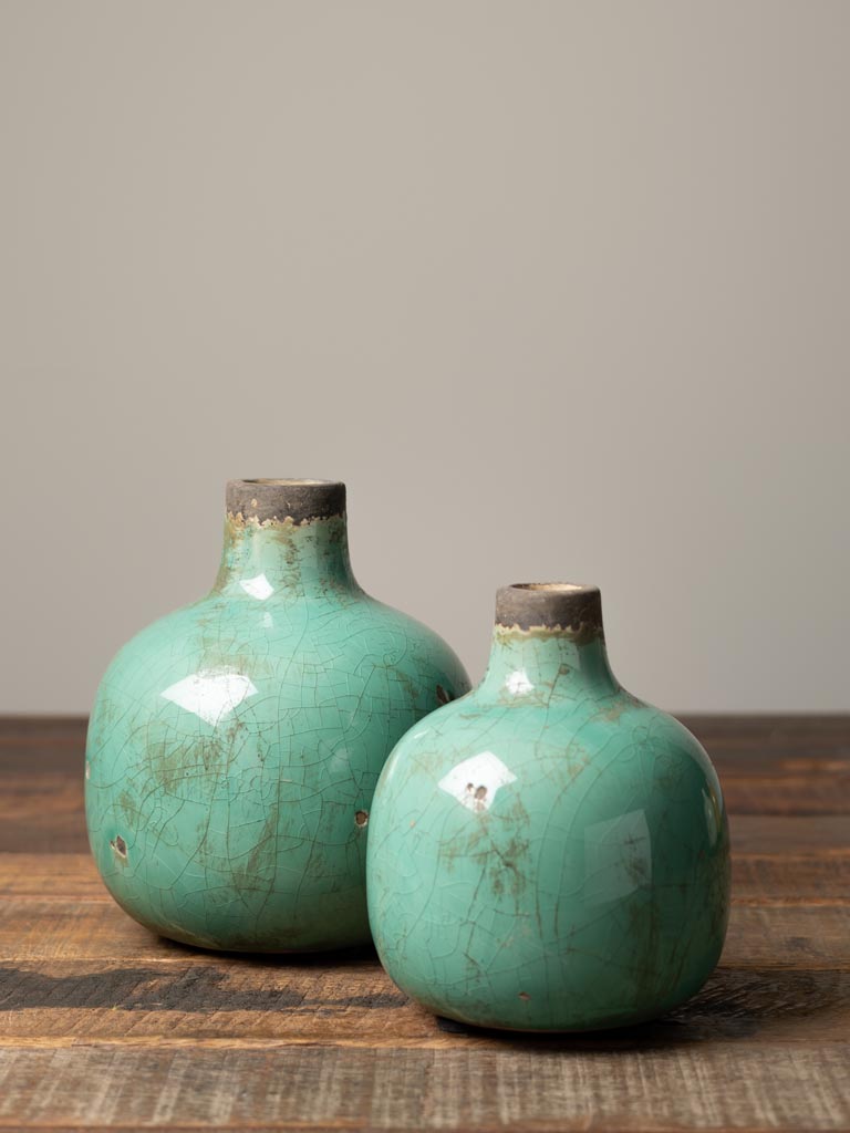 Ceramic vase aqua green 15.5cm - 3