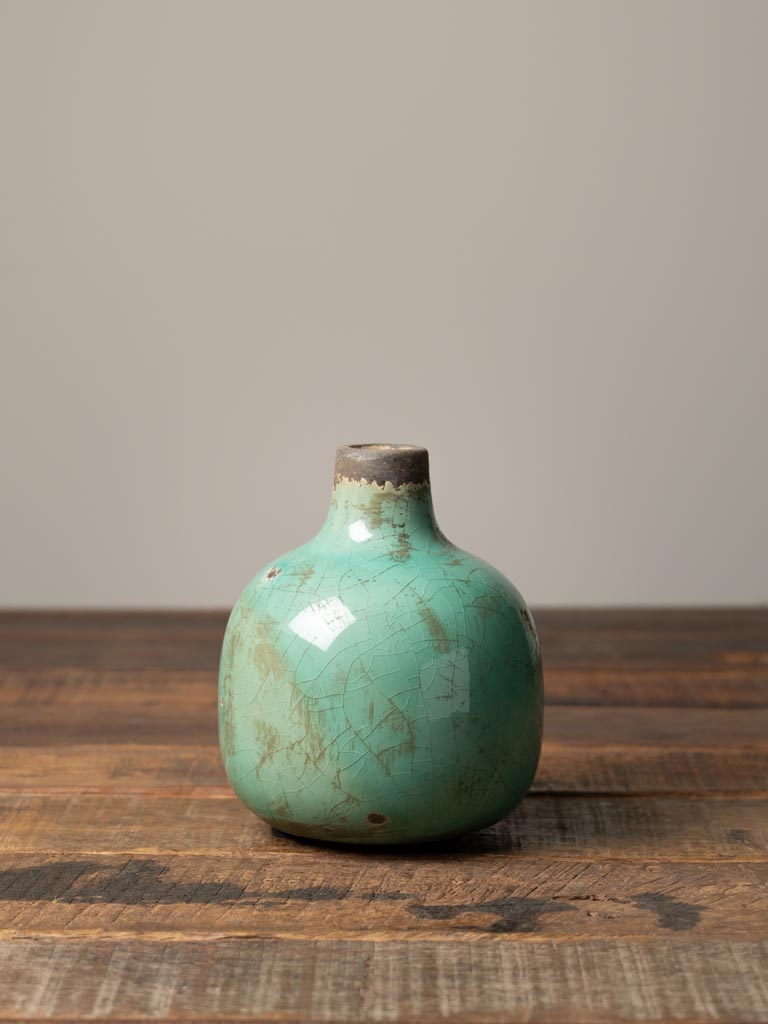 Ceramic vase aqua green 12.5cm - 1