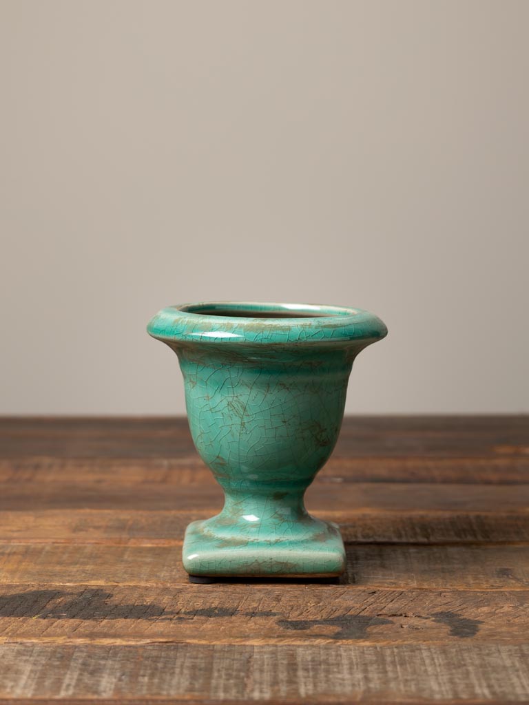 Small aqua green medicis vase - 1