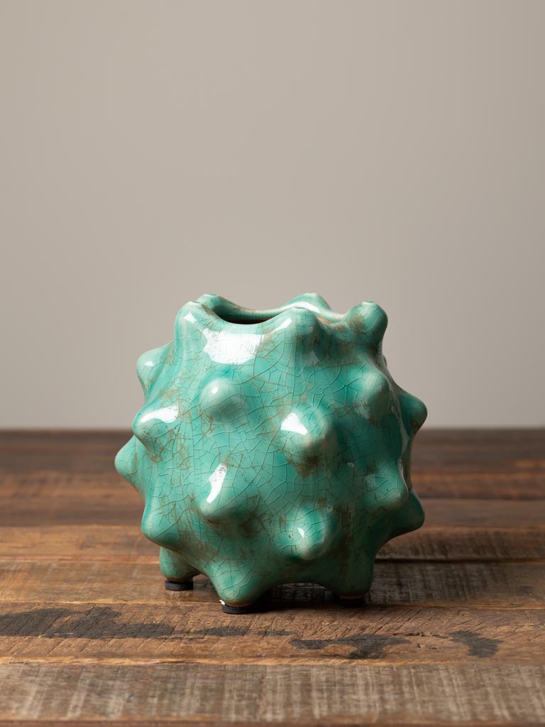 Small vase with thorns aqua green - 1