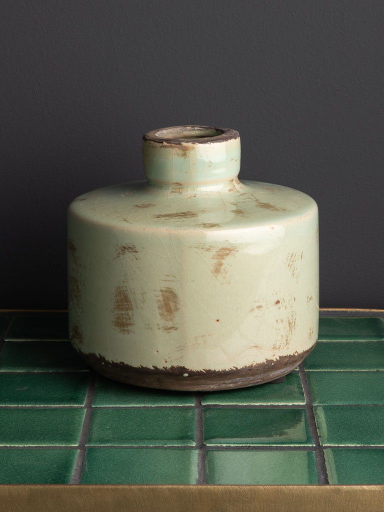 Wide bottle vase verdigris - 1