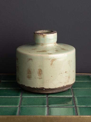 Wide bottle vase verdigris