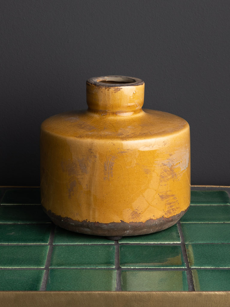 Vase bouteille large moutarde - 1