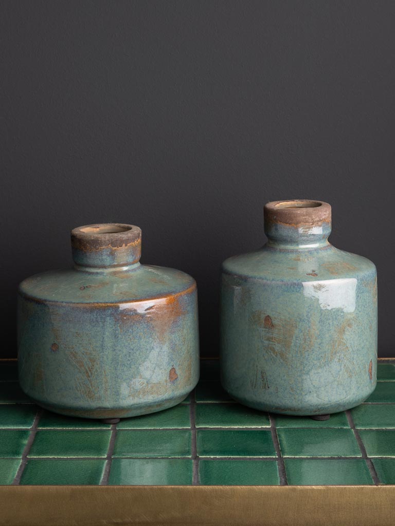 Vase bouteille large gris bleu - 3
