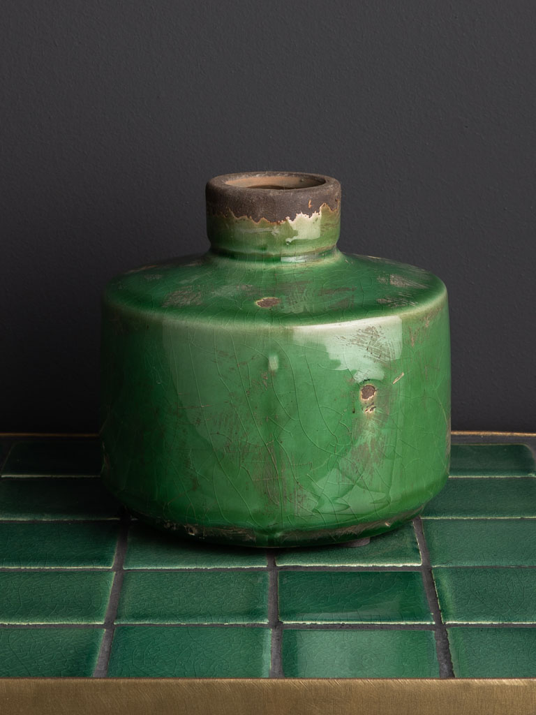 Vase bouteille large vert olive - 1