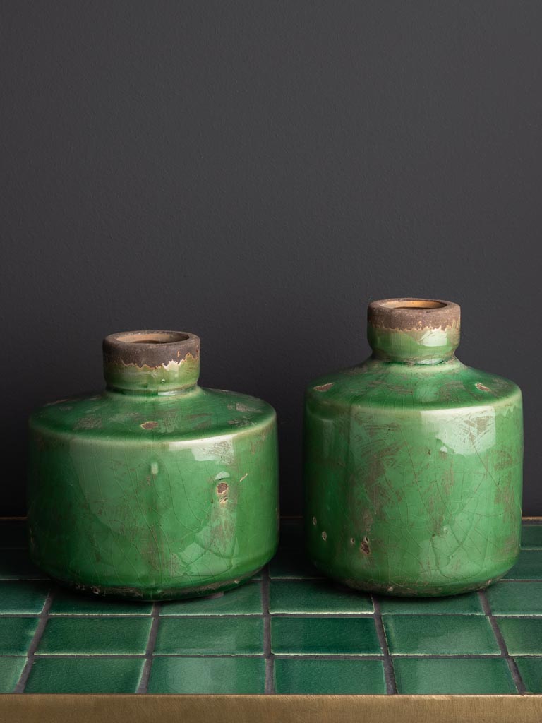 Wide bottle vase olive green - 3